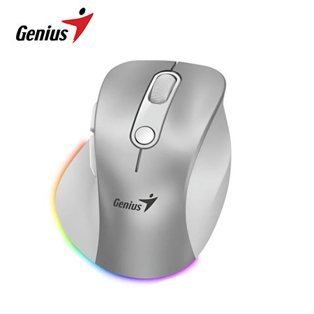 MOUSE GENIUS ERGO 9000S PRO DUAL RECARGABLE WIRELESS/BT 6-BOT SILENT RGB SILVER (31030039402)